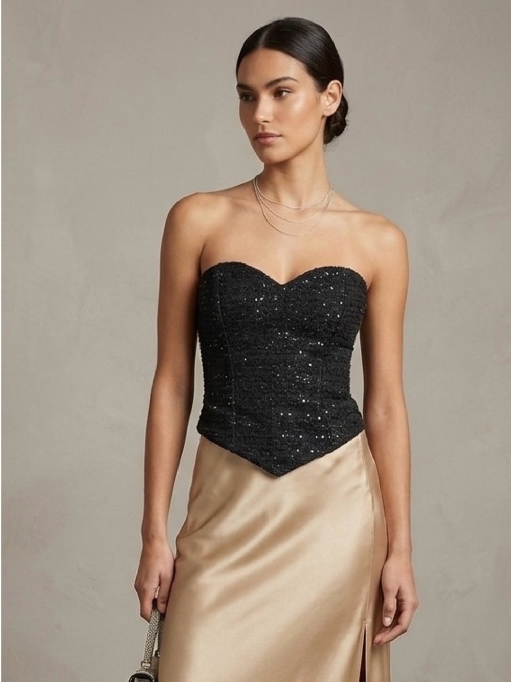 Express Black Strapless Corset Crop Top